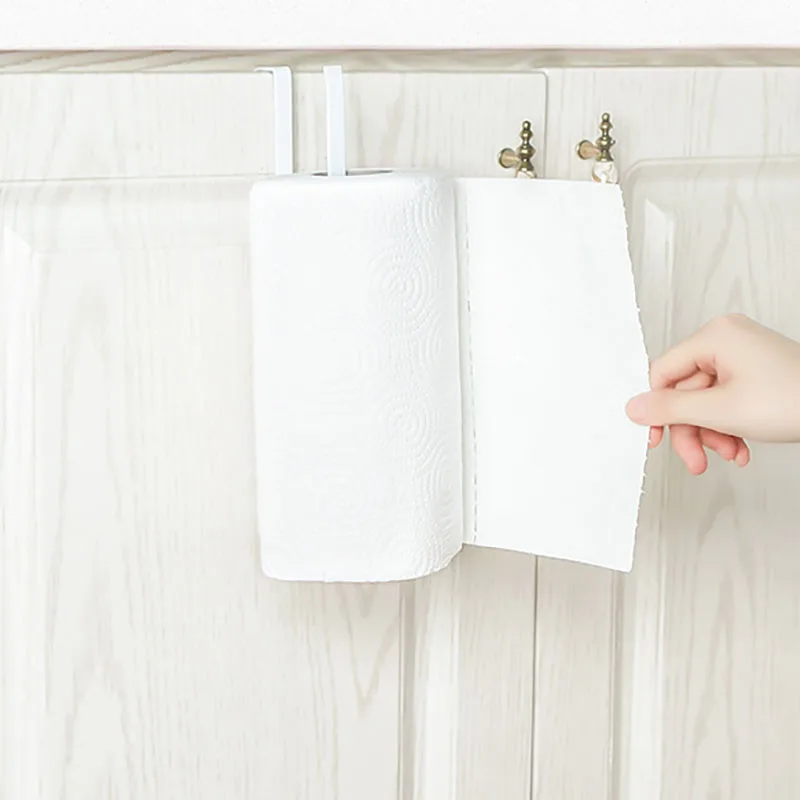 Железный Держатель для рулона бумаги кухня для вывешивания на шкаф бумажная вешалка для полотенец ткань цепляющая пленка для хранения