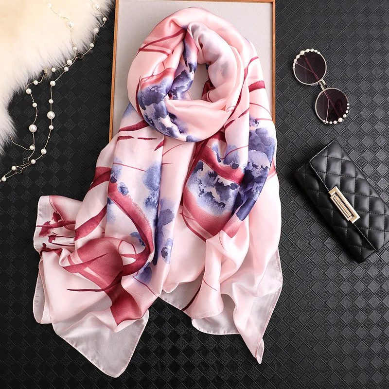 Весна Лето шали и палантины элегантные женские зимние шарфы хиджаб бандана бренд печатных Шелковый шарф для женщин большой пашмины
