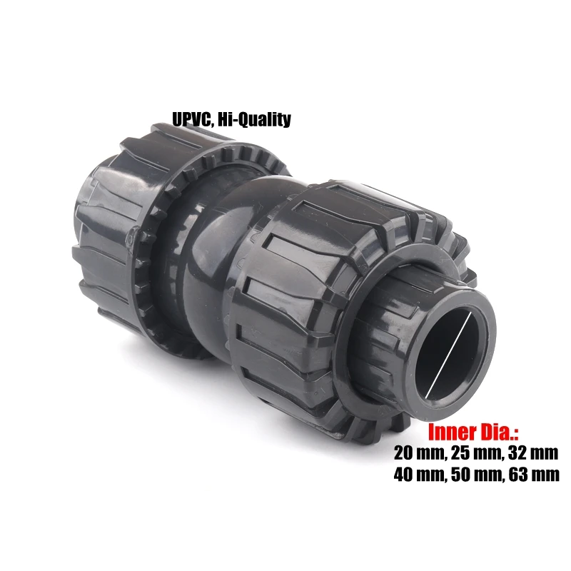 

20~63mm Hi-Quality UPVC Check Valve Double Union Non-return Value Preventing Back Flow Water Pipe Valve Connectors