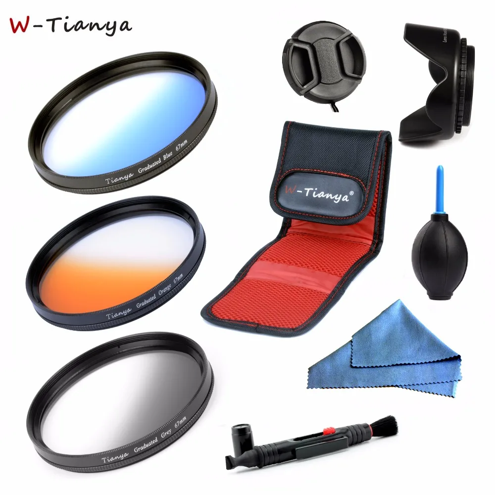 

WTIANYA Blue Orange Grey Graduated Filter sets with filter pouch for Canon Nikon Sony Pentax 52mm 55mm 58mm 62mm 67mm 77mm Lens