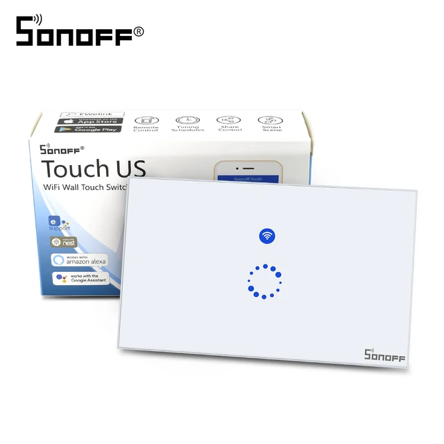 Itead Sonoff Touch Wifi Smart Wall Switch 1gang 1way Us Plug Glass Panel Led Light Wireless