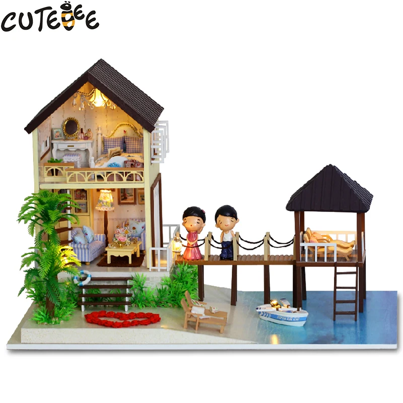 

CUTEBEE Doll House Miniature DIY Dollhouse With Furnitures Wooden House Toys For Children Birthday Gift best tours A-027