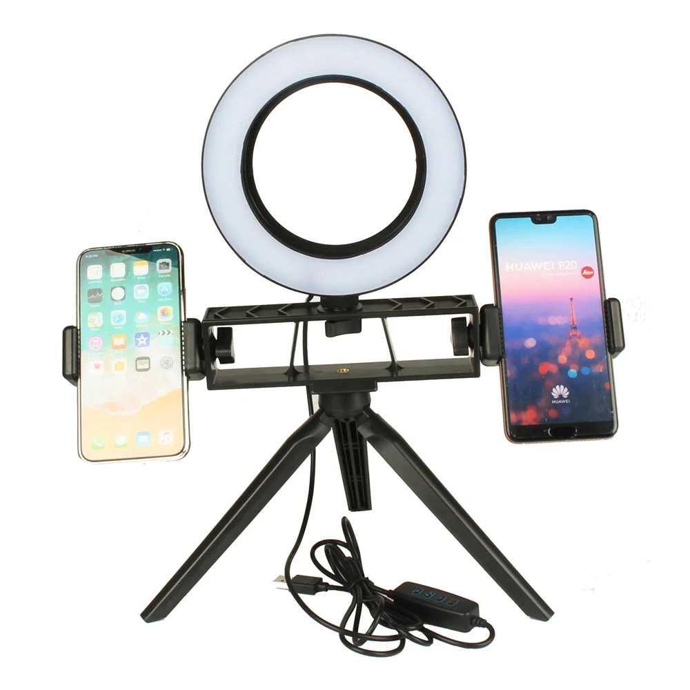 Photography Kit LED Ring Light Video YouTube Photo Ringlight Makeup Light Annular Lamp Bi-color 3200K-5500K 10 Level Brightness