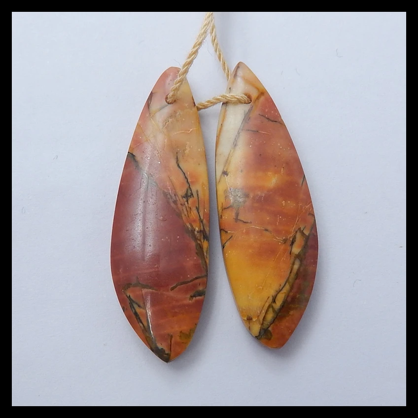 

Natural Stone Multi-color Picasso Jasper Earring Bead 35x11x4mm 34x11x4mm 5g semiprecious stone Fashion Women Earrings