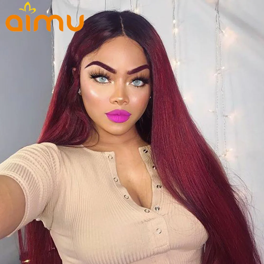 Buy 1B/99J Burgundy Lace Front Wigs 13x6 Deep Part 250