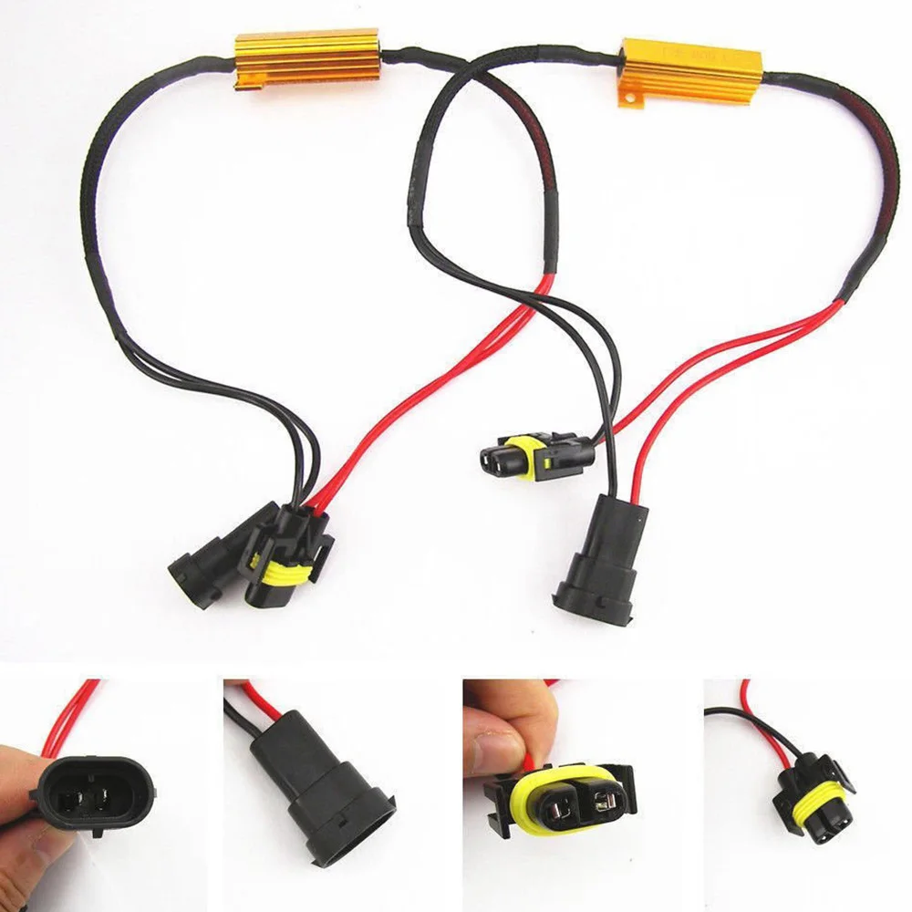 

2PCS H8 H11 LED DRL Fog Light Canbus Error Free 50W Load Resistor Decoders Cancellers Wiring Canceller Decoder