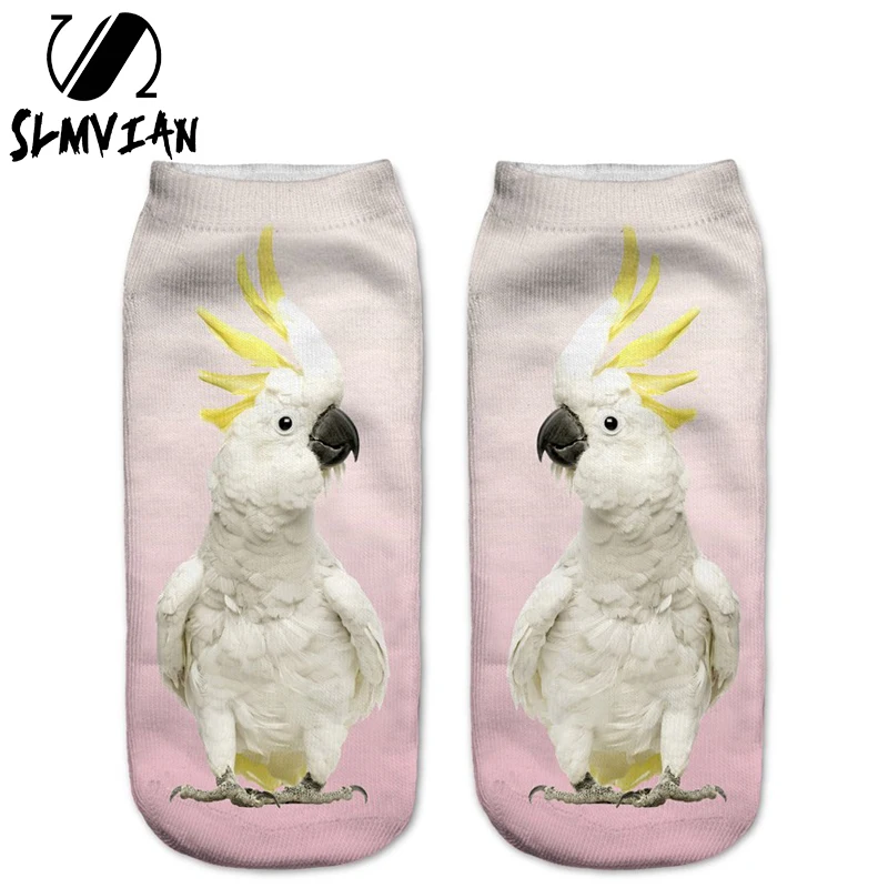 

SLMVIAN New Cockatoo Parrot 3D Print Animal Women Socks Casual cartoon Socks Unisex Low Cut Ankle Socks