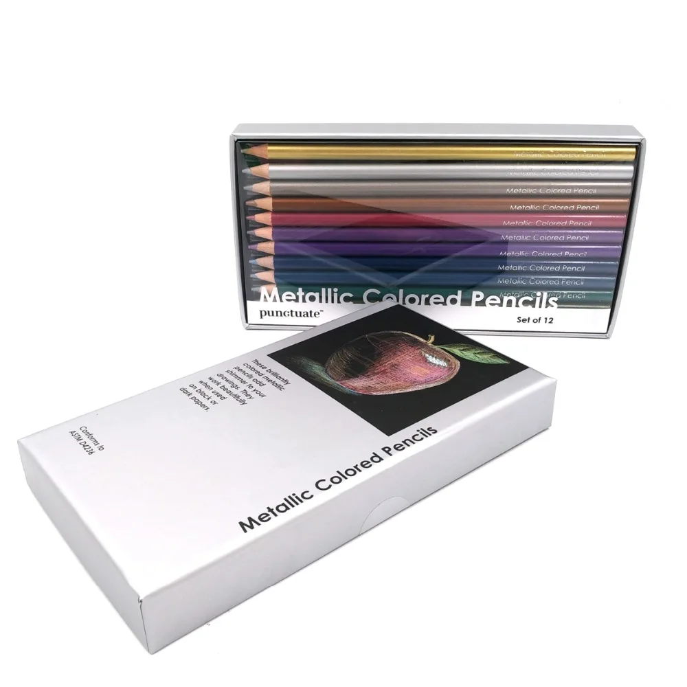 Regalo 12 set Colour Pencil Metallic Matita Colorata Marcatore Regalo 12 set Colour Pencil Metallic Matita Colorata Marcatore Carta Da Disegno Rifornimenti di Arte Matita Disegno A Matita di Colore Matite per il Nero in
