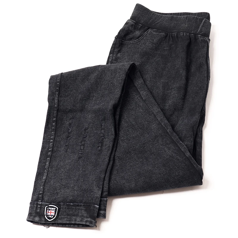 Plus Size Cotton Ripped High Waist Boyfriend Jeans Women`s Black High Stretch Denim Pants Mom Jeans Femme For Women Jeans D65 Plus Size Cotton Ripped High Waist Boyfriend Jeans Women`s Black High Stretch Denim Pants Mom Jeans Femme For Women Jeans D65
