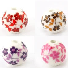 DoreenBeads 40 шт смешанный цветочный узор круглые керамические бусины
