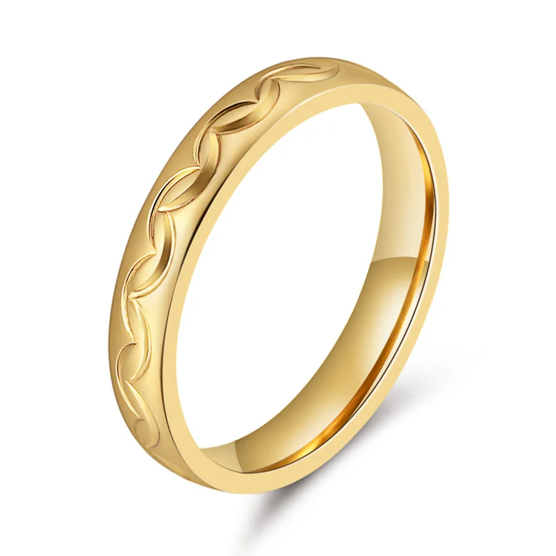 

4MM Titanium Steel Simple Ring Fashion Gold Color Round Finger Ring For Women Men Wedding Party Jewelry