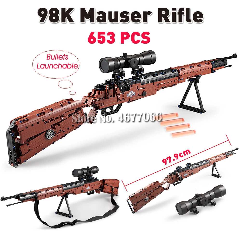 Cena Cada klocki technic pistolet zabawka modele i budowa zabawka pistolet 98k cegły edukacyjne zabawki dla dzieci ww2 zabawki dla dzieci