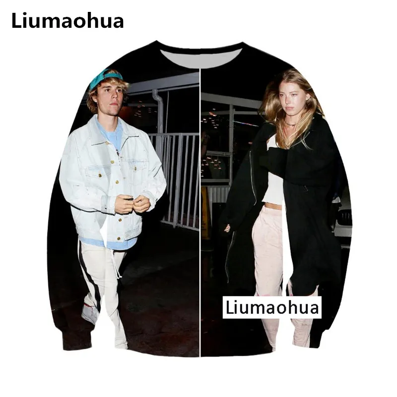 Liu Maohua New Unisex Sexy Singer Hip Hop Pattern Top Harajuku Hot Selling Justin Bieber Baskin Champion 3D Print Sweatshirt