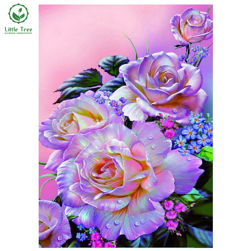 859 Plein Diamant Broderie Résine Couture Fleur Colorée Bricolage Carré Forage Dessin Point De Croix Strass Artisanat à La Main In Peinture Point
