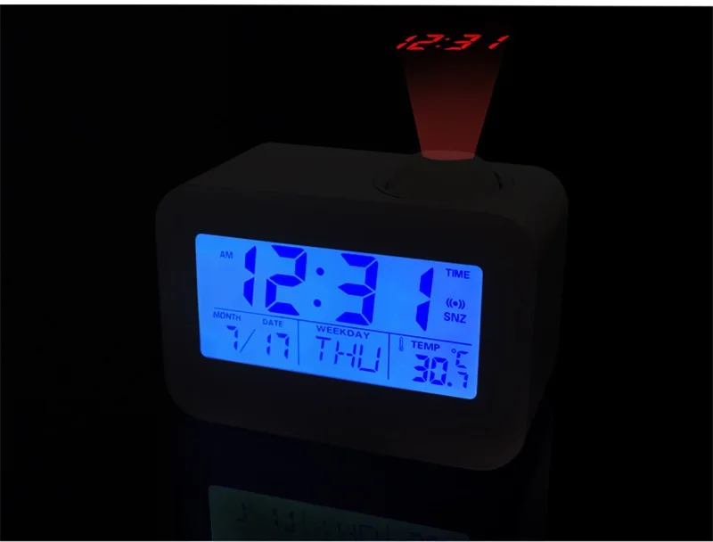 Будильник с проекцией времени, цифровой светодиодный термометр, функция повтора сигнала, подсветка, проектор, настольные часы с календарем