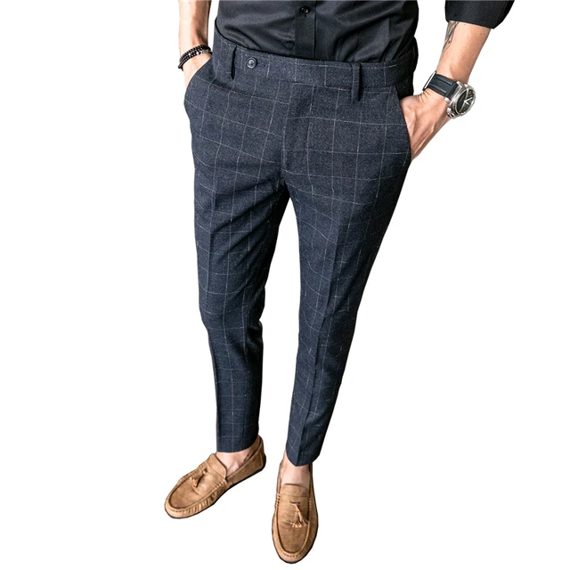 men dress pants Business Casual Plaid pants men Autumn new mens