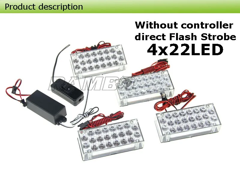 4x22led 88led strobe flash warning EMS car fire lights flashing light