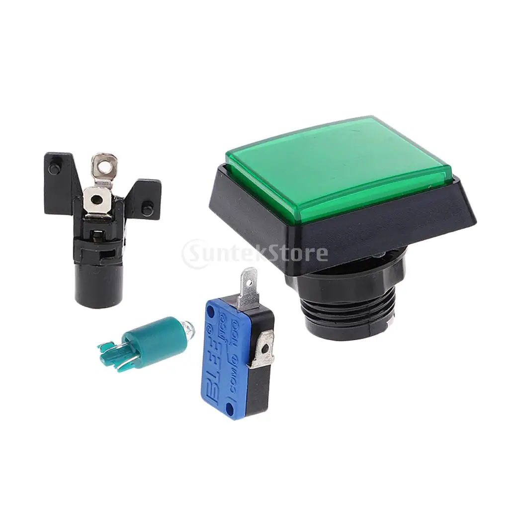 Rectangle Arcade Game Machine Push Button w/ 12V led lamp illuminated 5x5cm