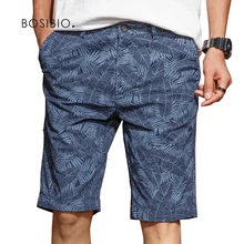 BOSIBIO повседневные мужские хлопковые шорты модные мужчины весна осень свободные шорты до колена с цветочным принтом, короткий, высокое качество G3573