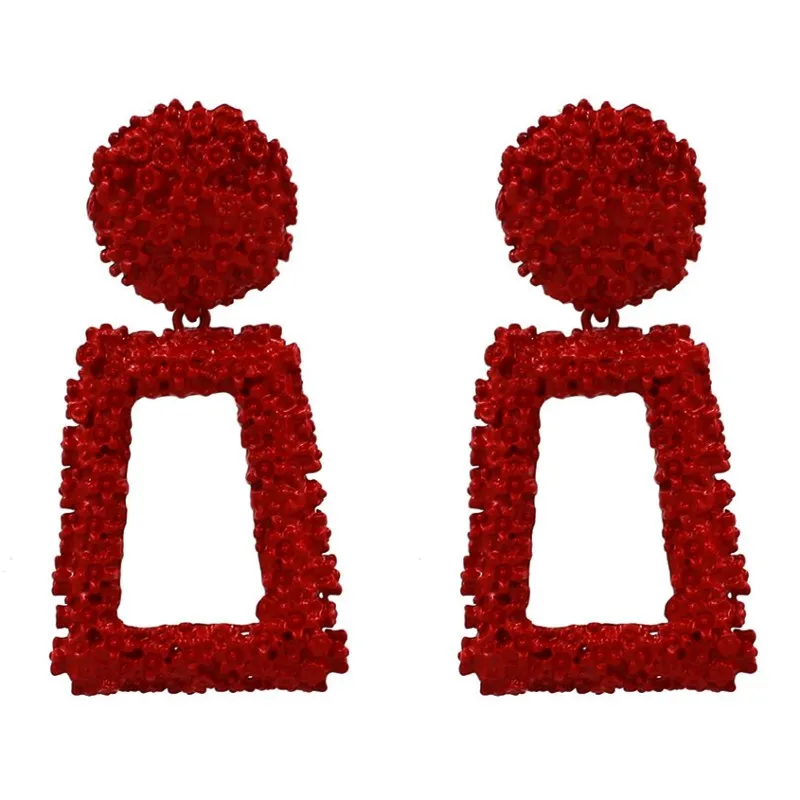 Серьги с большими цветами и листьями, модные, массивные геометрические серьги, металлические серьги с подвеской для женщин, длинные висячие ювелирные изделия - Окраска металла: Red