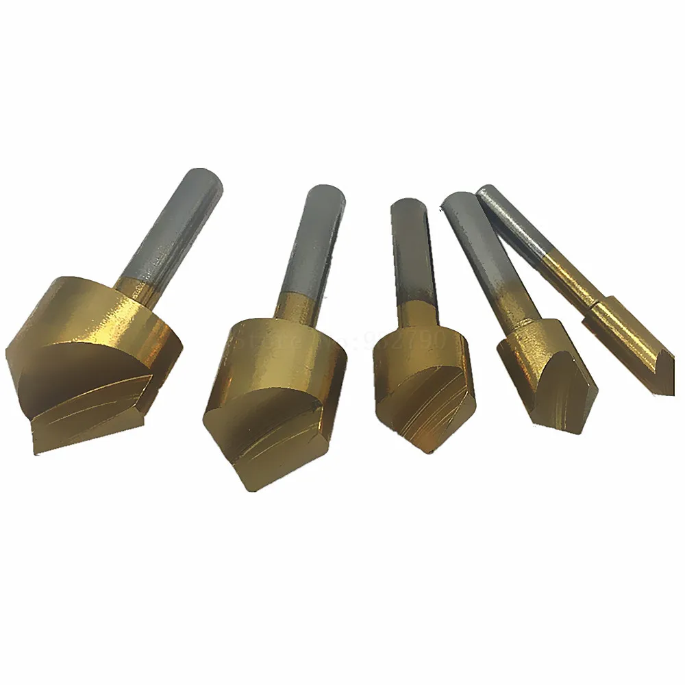 5pc Titanium Drill/ Drill Press Countersink Set Boring Bit Countersink