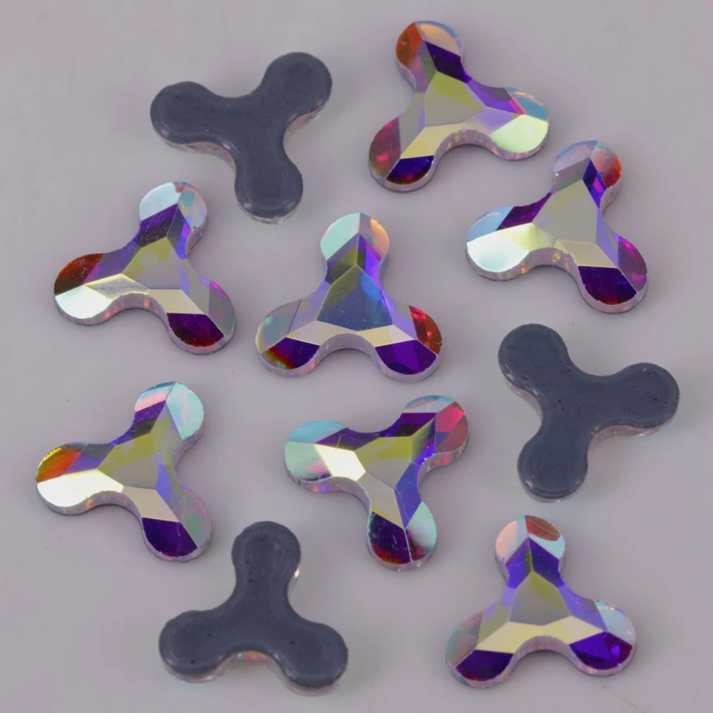 Lead Free 8mm Crystal AB Molecule Iron On Crystal Stones / Flat Back