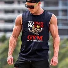 Мужская майка с героями мультфильмов для бодибилдинга, для тренажерного зала, для фитнеса, свободная хлопковая рубашка без рукавов, одежда в стиле аниме, Стрингер, майка, мужской жилет