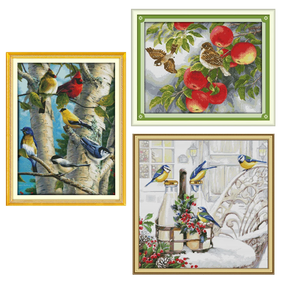 

Joy Sunday,birds,cross stitch embroidery set,printing cloth embroidery kit,needlework,birds pattern embroidery kit