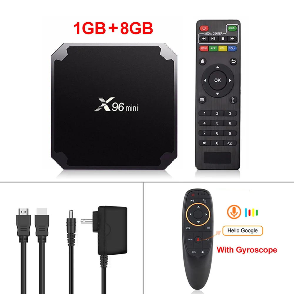 X96 мини X96mini Android 7,1 Смарт ТВ приставка 2 ГБ/16 ГБ ТВ приставка X 96 мини Amlogic S905W H.265 4K 2,4 ГГц WiFi медиаплеер телеприставка - Цвет: 1G 8G with G10 RC