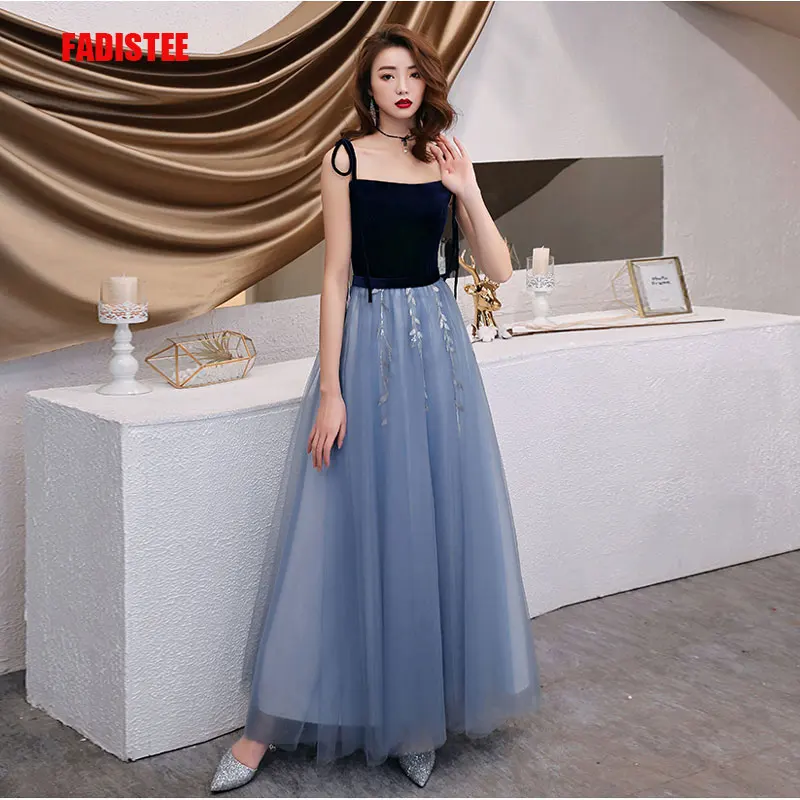 

FADISTEE New arrival evening prom party dresses Vestido de Festa lace vestido de noiva boho formal gown navy blue velour
