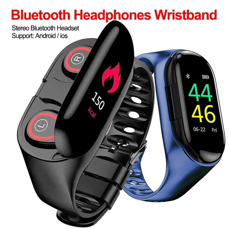 

Smart Fitness Bracelet Men Women With Bluetooth Earphone Blood Pressure Monitor Smart Wristband Long Time Standby Sport Watch