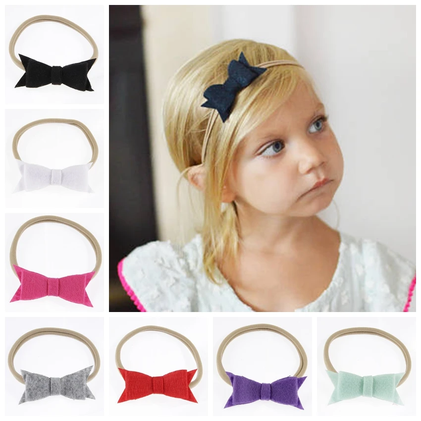 

Yundfly 10pcs/lot Newborn Felt Bow Elastic Nylon Headband Hair Bow Khaki Hairbands Kids Birthday Gift Photo Props