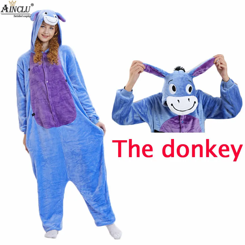 Ainclu Eeyore Пижама с ослом цельная Пижама костюмы животных костюмы для взрослых фланелевые Мультяшные животные Новые комбинезоны костюм пижамы