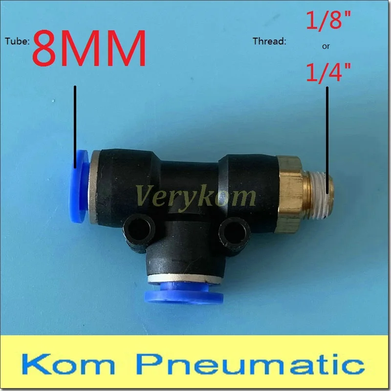 Wholesale 100pcs/lot Pneumatic Male Tee Air Fitting 8MM Tube Push In 1/8&quot 1/4&quot bsp Hose Pipe Tubing Quick Connector PD 8-01 8-02 |