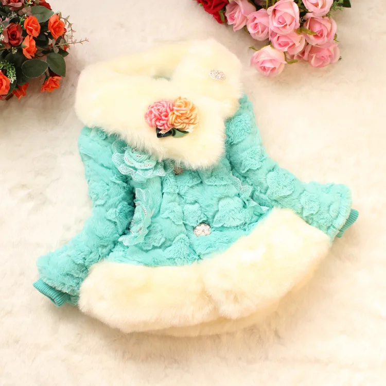 Uxury Пальто с искусственным мехом для девочек меховой воротник лиса розы детская модная куртка детская теплая одежда детская верхняя одежда осень-зима