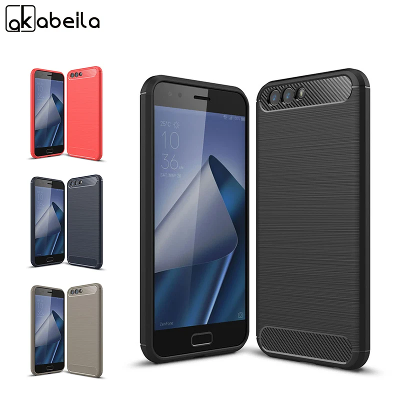 

AKABEILA Silicone Phone Case For Asus Zenfone 4 ZE554KL Housing Cover Carbon Fiber Drawing Bag For Asus Zenfone 4 ZE554KL Cases