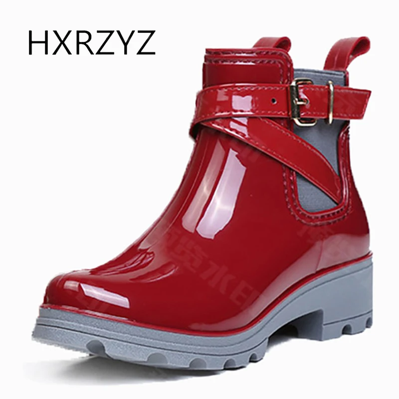 HXRZYZ women ankle rain boots spring/autumn buckle jelly shoes ladies
