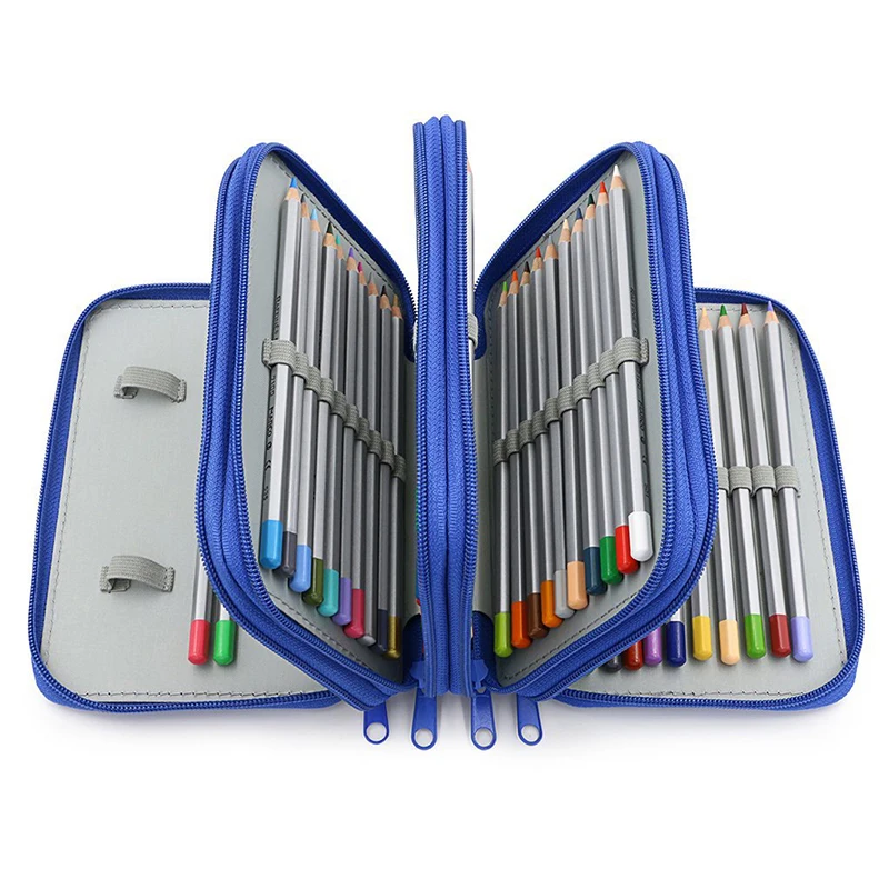 

72 Hole Home Office Organizer Pencil Bag 4 Layer Pen Bags Creative Home Office Storage Square Cases Multi-function Organiser Bag