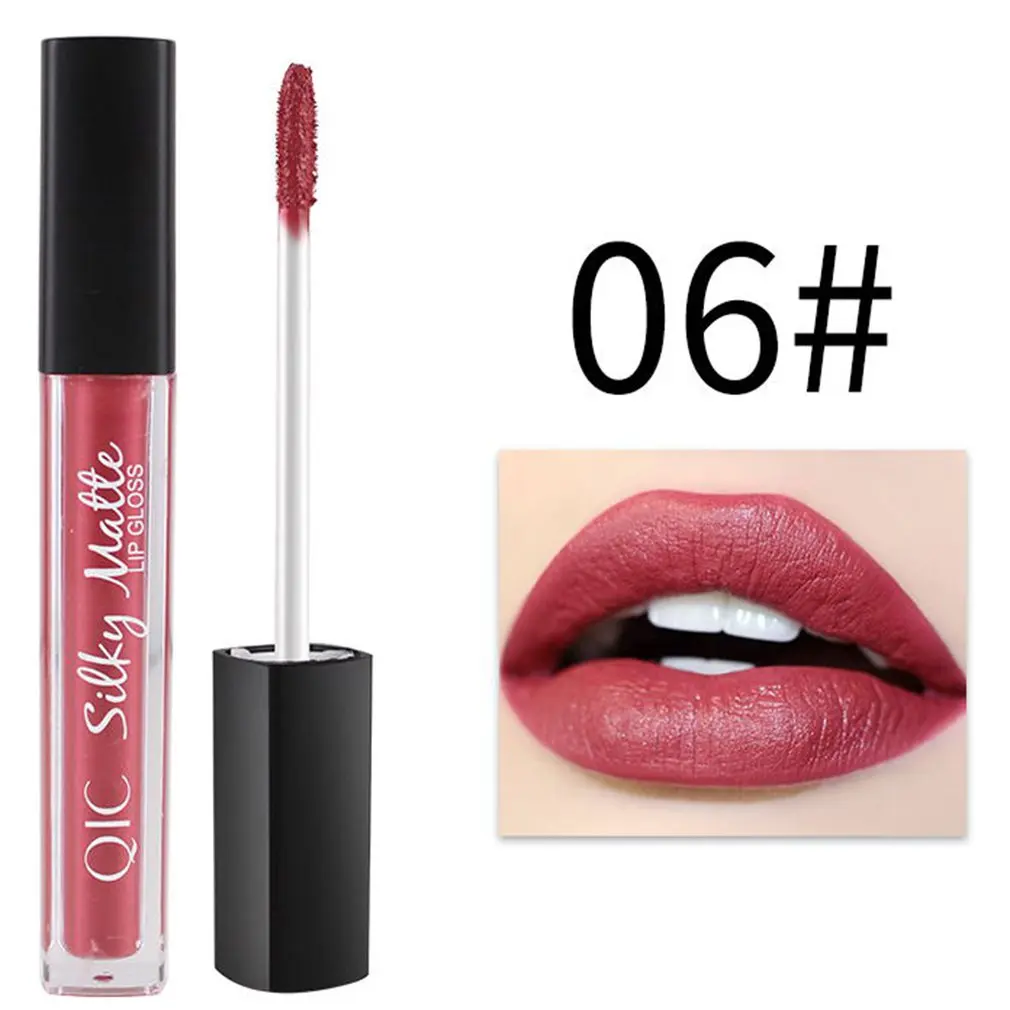 Qic12 Color Matte Lip Gloss Lip Glaze Makeup Lip Gloss Non-Stick Cup Lasting Moisturizing Lipstick - Цвет: 06