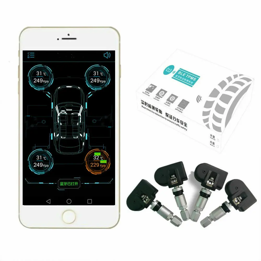 Автомобильный Bluetooth 4 TPMS Android IOS монитор давления в шинах внутренних датчика
