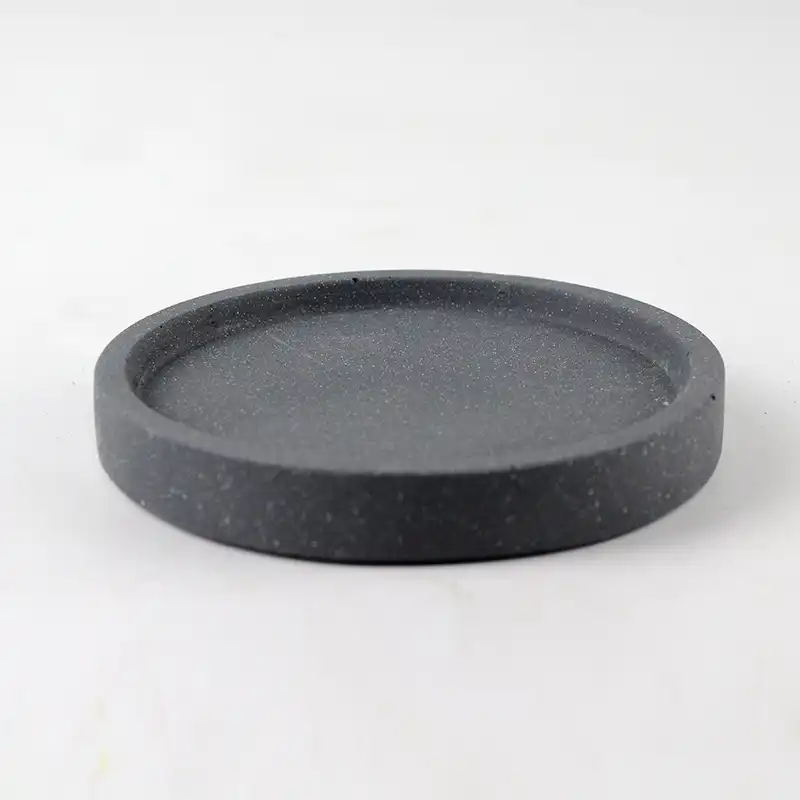 Nicole Concrete Plate Flowerpot  Silicone Mold  Round Handmade Cement Tray Mould