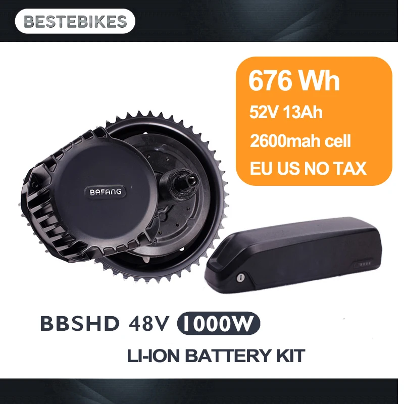 

EU US CA RU AUS NZ Canada No tax Bafang BBSHD 1000w BBS03 electric motor conversion kit with 52v13ah down tub battery charger
