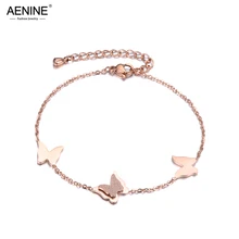 Модный aenine элемент бабочки из нержавеющей стали цепочки и браслеты OL Стиль Розовое золото Diy Ручная бижутерия для девочек AB18182