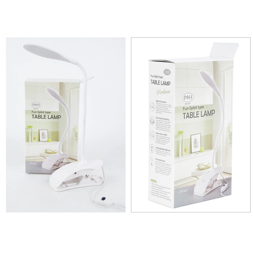 Lâmpada de Mesa Nível de Escurecimento Proteção para os Olhos Candeeiros de Mesa Luz de Leitura em Casa Levou Clipe Dimmer Toque Interruptor Led Deco Mangueira Flexível 3 8 LEVOU clipe Lâmpada de Mesa 3 Nível