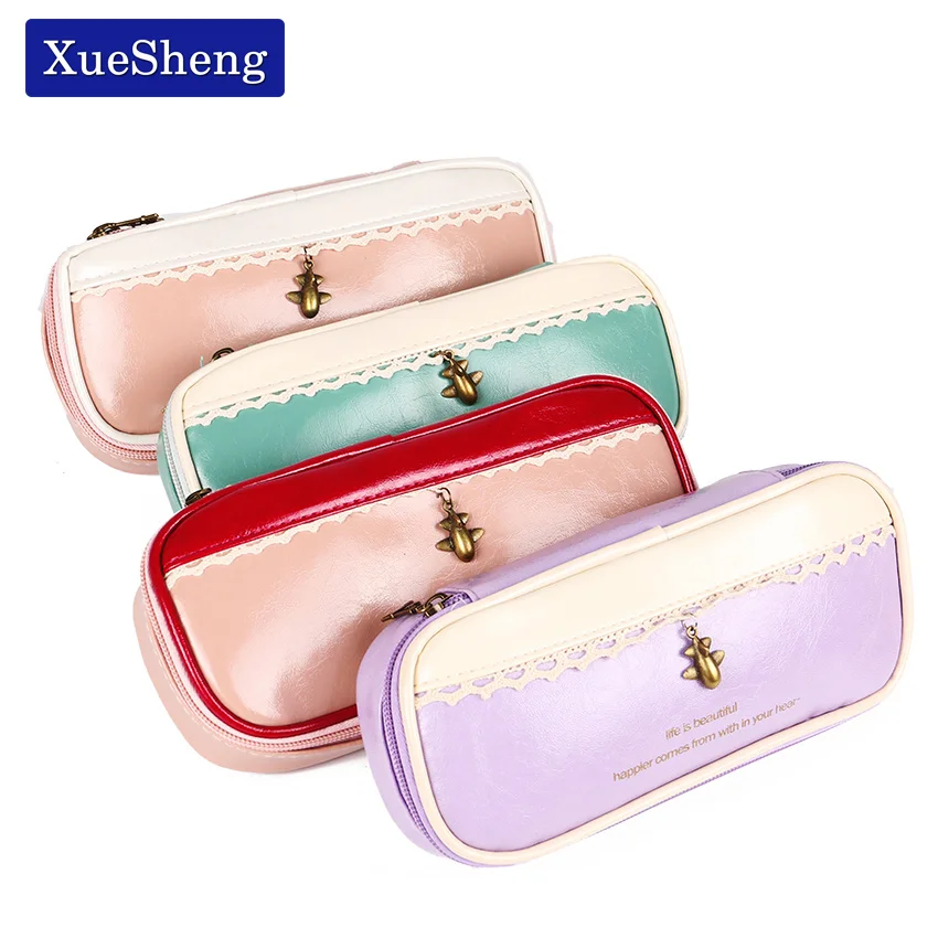 

1 PC Korean Multi Function PU Leather Pencil Case Big Capacity Pencil Bag Estojo Escolar Stationery Pouch School Supplies