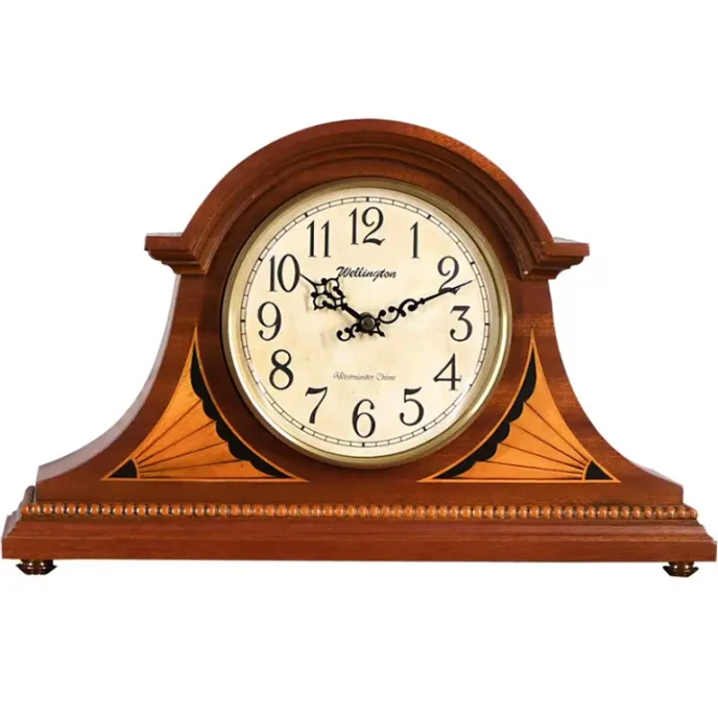 Vintage Wooden Wall Clock Round Table Desk Clock Antique Home Decorative 3# 