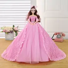 New Barbie Doll Weeding Dress Bud Silk Skirt Trailing Dress Children Brithady Girl Married Furnishing Articles Valentines Gift