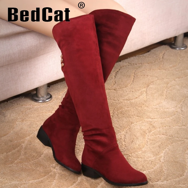 

Free shipping over knee high heel boots women snow fashion winter warm shoes boot P15685 EUR size 34-39