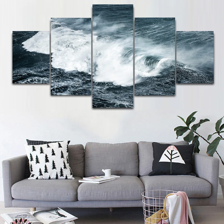 

5 Piece Modern Landscape Posters Prints Beautiful Ocean Sea Modular Canvas Painting For Living Room Home Decor Art Pictures
