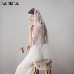H & S свадебное платье цвета слоновой кости вуали с гребешком 1 Tier для невесты, свадебные аксессуары, Фата Свадебные вуали Veu de Noiva свадебная